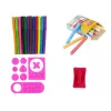 LEAN TOYS Dvipusė magnetinė kreidinė lenta su trafaretais, rožinė