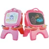 LEAN TOYS Dvipusė magnetinė kreidinė lenta su trafaretais, rožinė