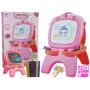 LEAN TOYS Dvipusė magnetinė kreidinė lenta su trafaretais, rožinė