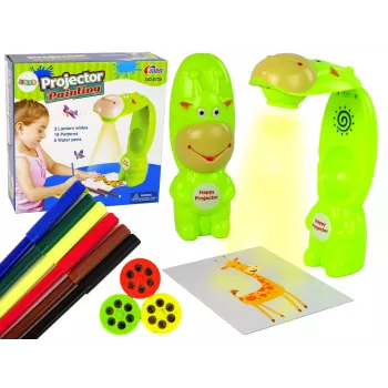 LEAN TOYS Piešimo projektorius su flomasteriais, žalia spalva