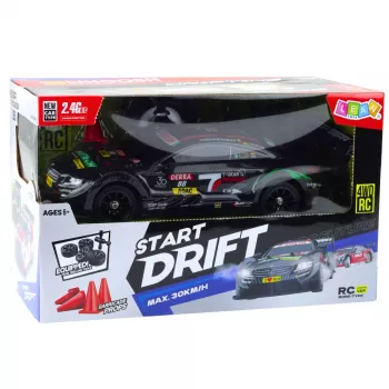 LEAN TOYS dreifuojantis RC automobilis juodas anglies 30km/h 1:16