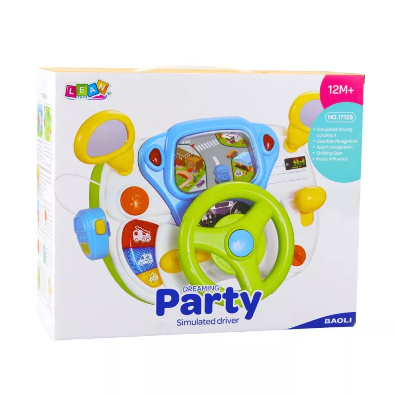 LEAN TOYS Driving Simulator edukacinis vairas su interaktyviais garsais ir šviesomis