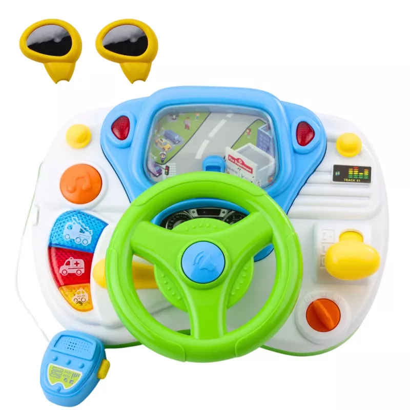 LEAN TOYS Driving Simulator edukacinis vairas su interaktyviais garsais ir šviesomis