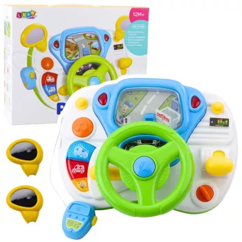 LEAN TOYS Driving Simulator edukacinis vairas su interaktyviais garsais ir šviesomis