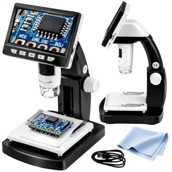 LEAN TOYS Mokomasis skaitmeninis mikroskopas su 4,3 colio LCD ekranu, USB, LED, 1000x padidinimas