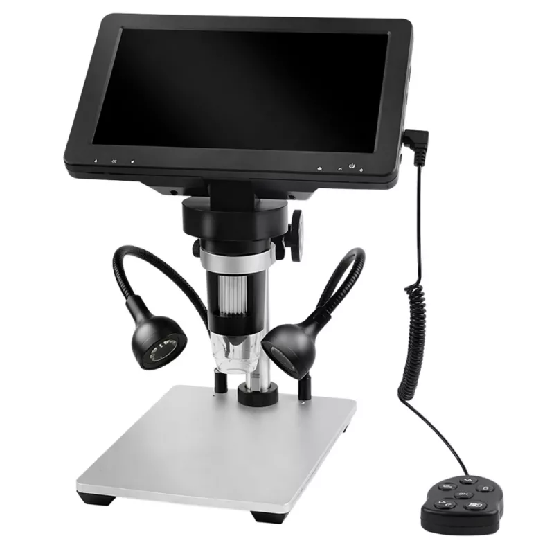 LEAN TOYS Mokomasis skaitmeninis mikroskopas su nuotolinio valdymo pultu, laidinis, 1200X, 7 colių LCD HD kamera