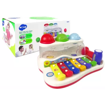 LEAN TOYS Lavinamasis cimbolai su plaktuku ir spalvotais rutuliais