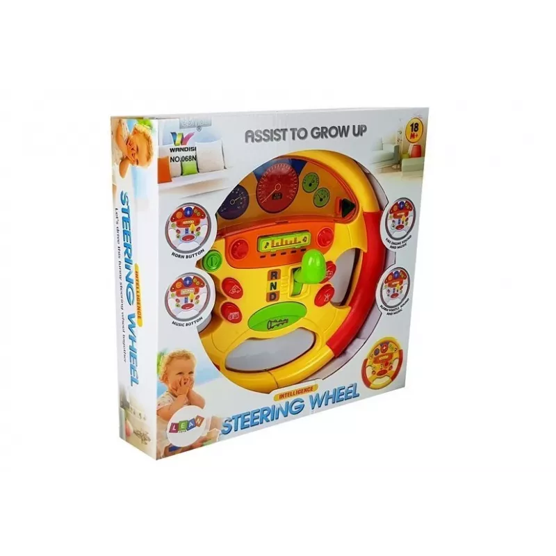 LEAN TOYS Mokomasis vairas kūdikiams su garso ir šviesos efektais