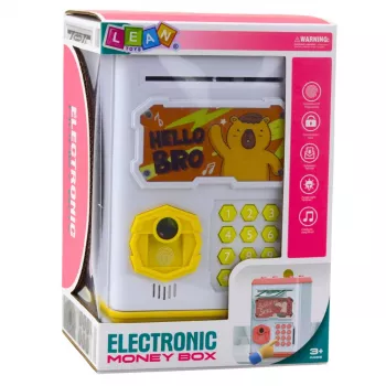LEAN TOYS elektroninė taupyklė – seifas su PIN kodu vaikams „Capybara“ geltona