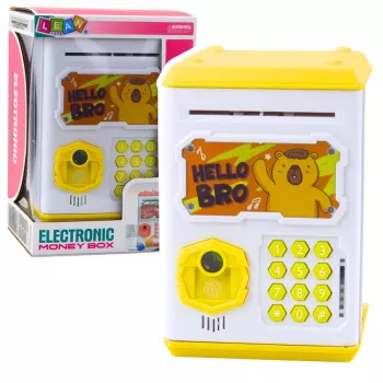 LEAN TOYS elektroninė taupyklė – seifas su PIN kodu vaikams „Capybara“ geltona