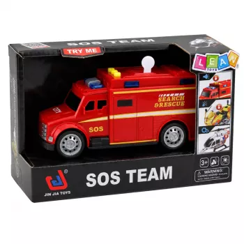 LEAN TOYS greitosios pagalbos automobilis su šviesomis ir garsu, raudonas, 1:32