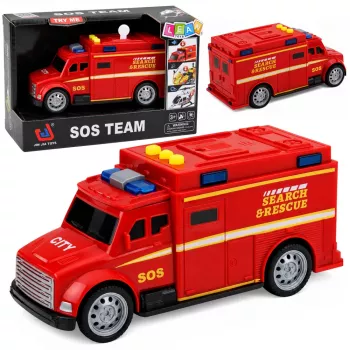 LEAN TOYS greitosios pagalbos automobilis su šviesomis ir garsu, raudonas, 1:32