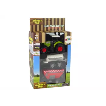 LEAN TOYS Ūkininko traktorius + 2 ūkio mašinos Ūkio sunkvežimis