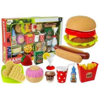 LEAN TOYS Fast Food Hamburger Set 12 dalių žaidimų maisto rinkinys vaikams