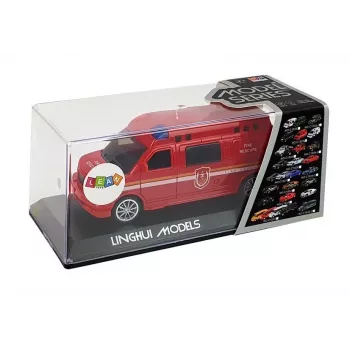 LEAN TOYS Fire Department Auto su traukiamąja virvele, šviesomis ir garsu