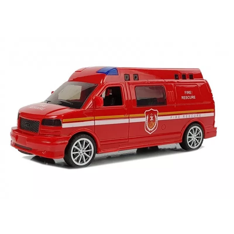 LEAN TOYS Fire Department Auto su traukiamąja virvele, šviesomis ir garsu
