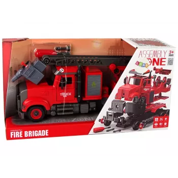 LEAN TOYS Fire Truck Fire Brigade for Unscrewing Accessories Red