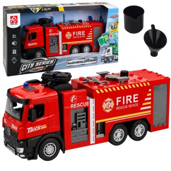 LEAN TOYS gaisrinis automobilis su vandens funkcija, metaline kabina, šviesomis ir garsais 1:12