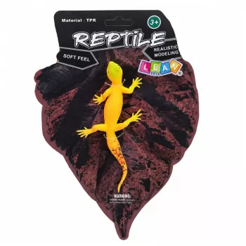 LEAN TOYS Golden Gecko Rubber Figurine Stretchable Realistic Reptile 15.5 cm