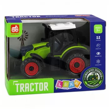 LEAN TOYS Žalias 15 cm Ūkio traktorius su trinties pavara