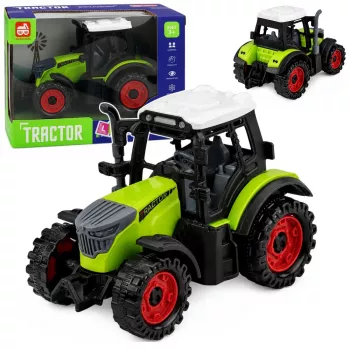 LEAN TOYS Žalias 15 cm Ūkio traktorius su trinties pavara