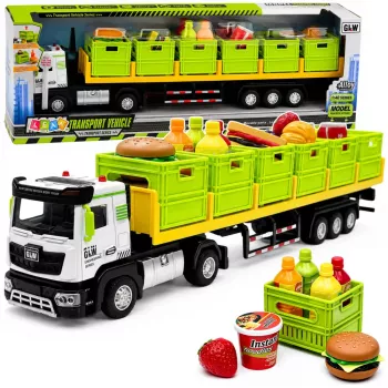 LEAN TOYS žalias maisto transportavimo sunkvežimis 1:40 metalinis modelis