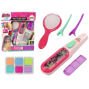 LEAN TOYS Plaukų dažymo rinkinys su tiesintuvu ir 6 spalvų sruogomis