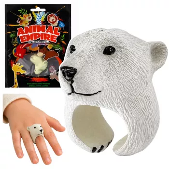 LEAN TOYS Rankinis žiedas edukacinis Gyvūnai Meškiukas Baltas