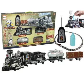 LEAN TOYS Didysis traukinys su garsu, šviesomis ir dūmais 206,5 cm x 153,5 cm