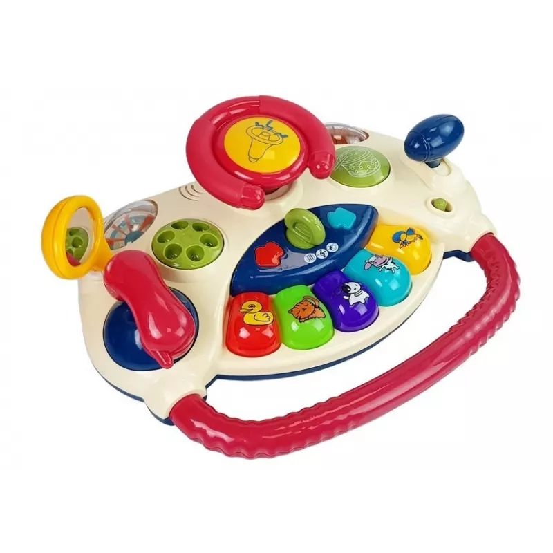 LEAN TOYS Interaktyvus vairas su pianinu ir gyvūnų garsais telefonas