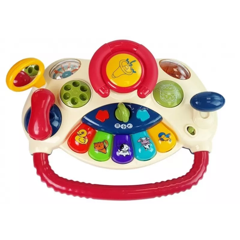 LEAN TOYS Interaktyvus vairas su pianinu ir gyvūnų garsais telefonas