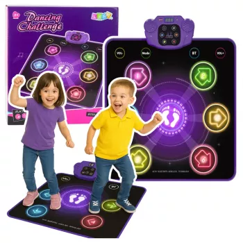 LEAN TOYS interaktyvus šokių kilimėlis vaikams su Bluetooth 5.0, 5 žaidimo režimais ir 3 kalbomis