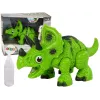 LEAN TOYS Interaktyvus Dinozauras Triceratops Steam Vanduo Garsas Žalias