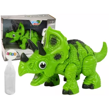 LEAN TOYS Interaktyvus Dinozauras Triceratops Steam Vanduo Garsas Žalias