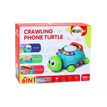 LEAN TOYS Interaktyvus edukacinis vėžlio telefonas 6in1 su šviesomis ir garsais, žalias