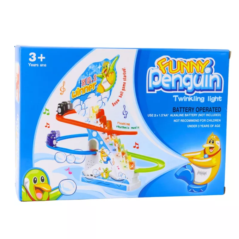 LEAN TOYS Interaktyvus pingvinų ir eskalatoriaus rinkinys vaikams