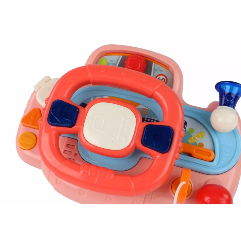 LEAN TOYS Interaktyvus rožinis vairo simuliatorius su garsu ir šviesomis