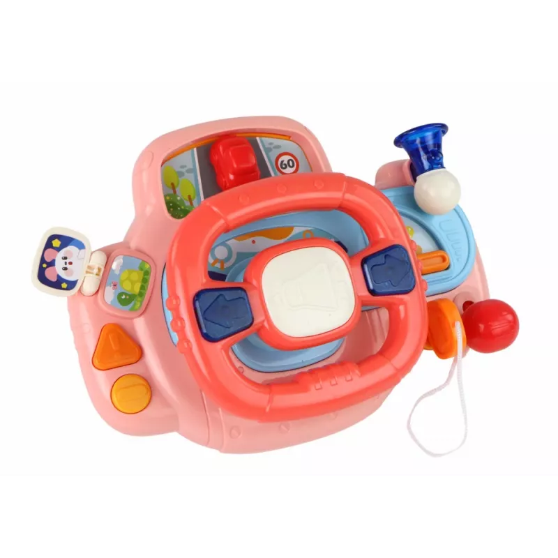 LEAN TOYS Interaktyvus rožinis vairo simuliatorius su garsu ir šviesomis