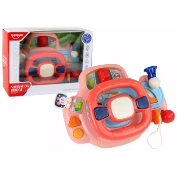 LEAN TOYS Interaktyvus rožinis vairo simuliatorius su garsu ir šviesomis