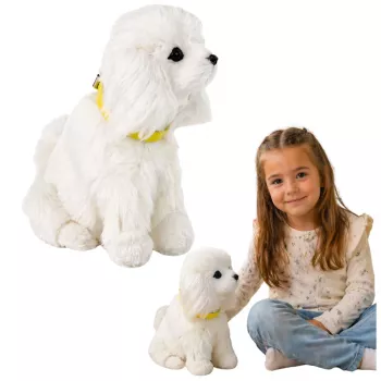 LEAN TOYS Interaktyvus minkštas šunelis Poodle su švelniu kailiu – glostykite galvą ir mokykitės funkcijų