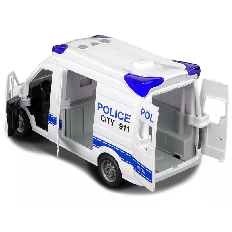 LEAN TOYS Interaktyvus policijos radijo automobilis su šviesos ir garso efektais, atsidarančiomis durelėmis