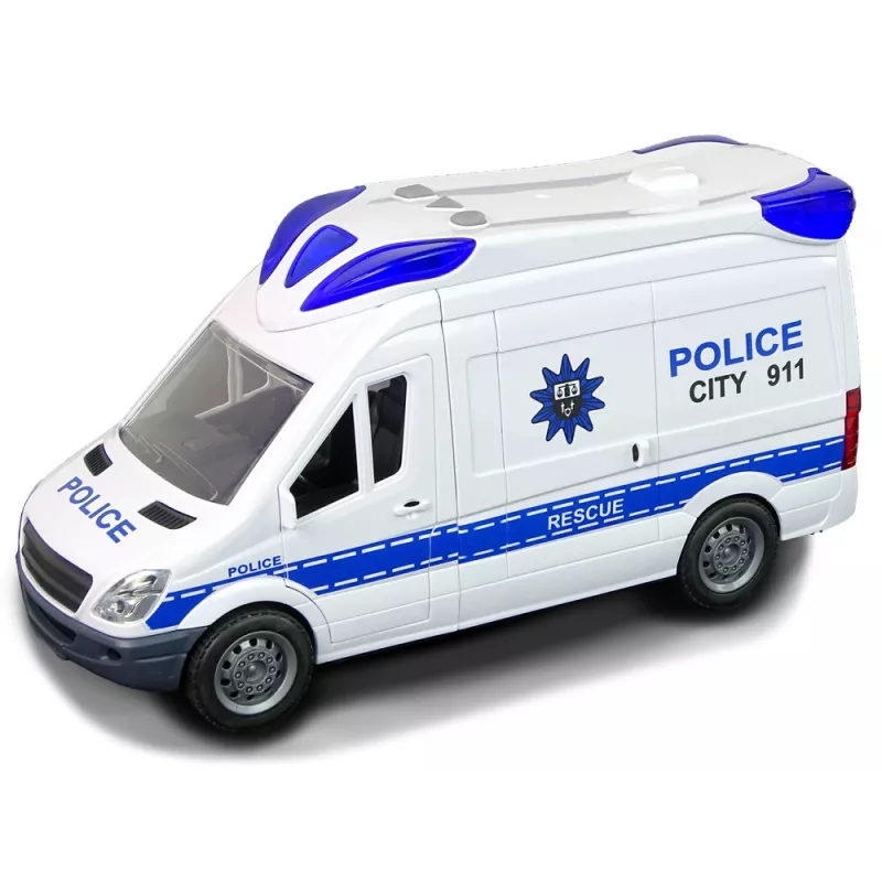 LEAN TOYS Interaktyvus policijos radijo automobilis su šviesos ir garso efektais, atsidarančiomis durelėmis