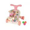 LEAN TOYS Interaktyvus stūmiklis-vaikštynė stalas 2in1 Pink