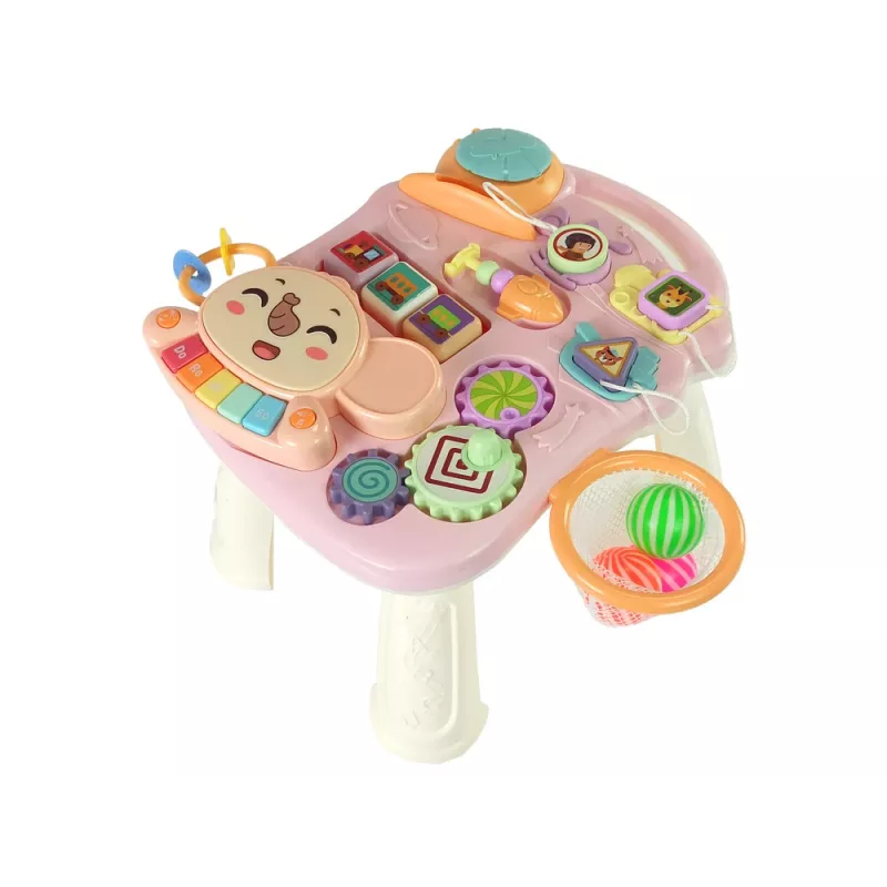 LEAN TOYS Interaktyvus stūmiklis-vaikštynė stalas 2in1 Pink