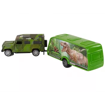 LEAN TOYS džipo su dinozaurų priekaba rinkinys