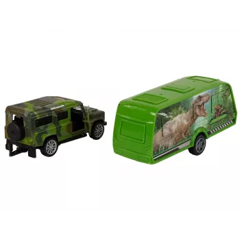 LEAN TOYS džipo su dinozaurų priekaba rinkinys
