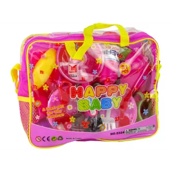 LEAN TOYS Virtuvės rinkinys 31 elementas su indais ir laikymo krepšiu