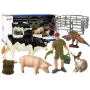 LEAN TOYS Didelių ūkio gyvūnų figūrėlių rinkinys + ūkininkas ir sodyba, 10 vienetų