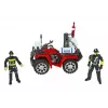 LEAN TOYS Didysis gaisrinės komplektas su gaisriniu automobiliu, figūrėlėmis ir šalmu
