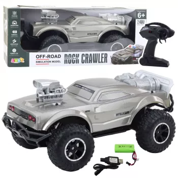 LEAN TOYS didelis nuotoliniu valdymu visureigis sportinis automobilis RC sidabrinis 1:8